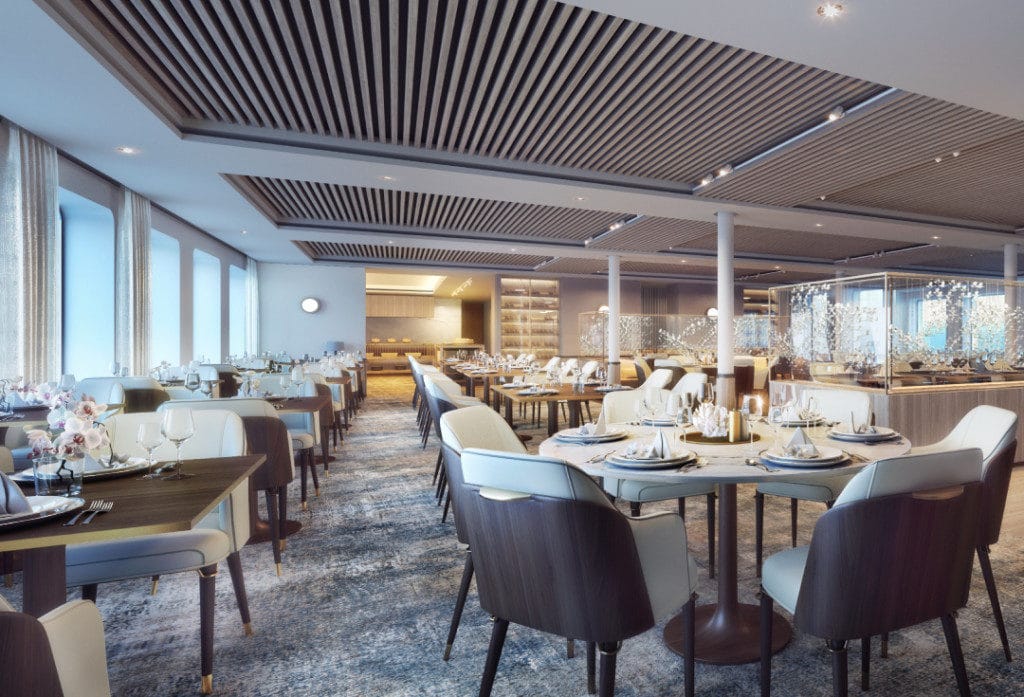 The intimate Restaurant onboard Silver Origin.