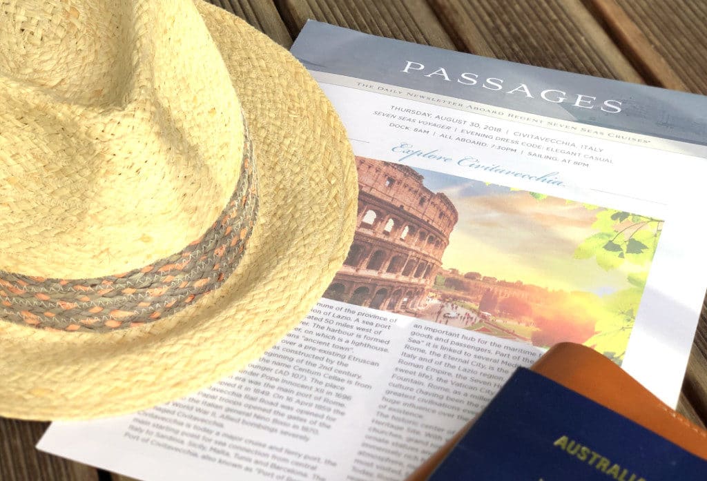 The Seven Seas Voyager dress code is advertised in the Passages newsletter.
