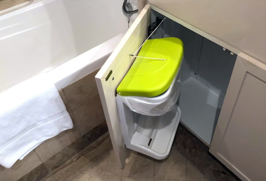 The under vanity areas in the bathroom.