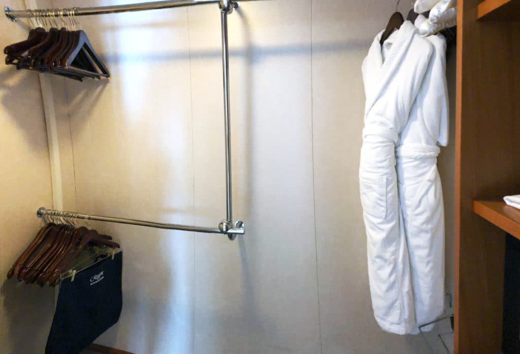 There is plenty of hanging space in the Penthouse Suite closet.