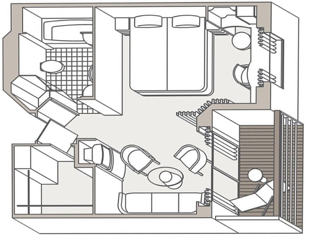 The Seven Seas Voyager Penthouse Suite floor plan.