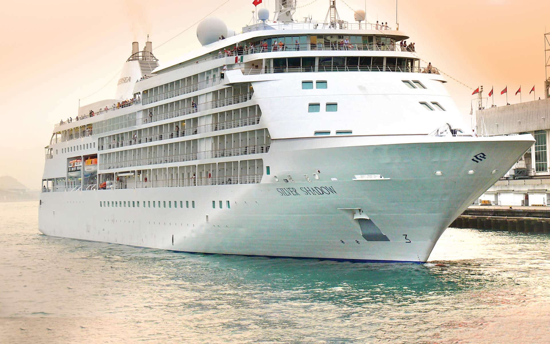 The Silver Shadow cruise ship in Hong Kong Harbour.