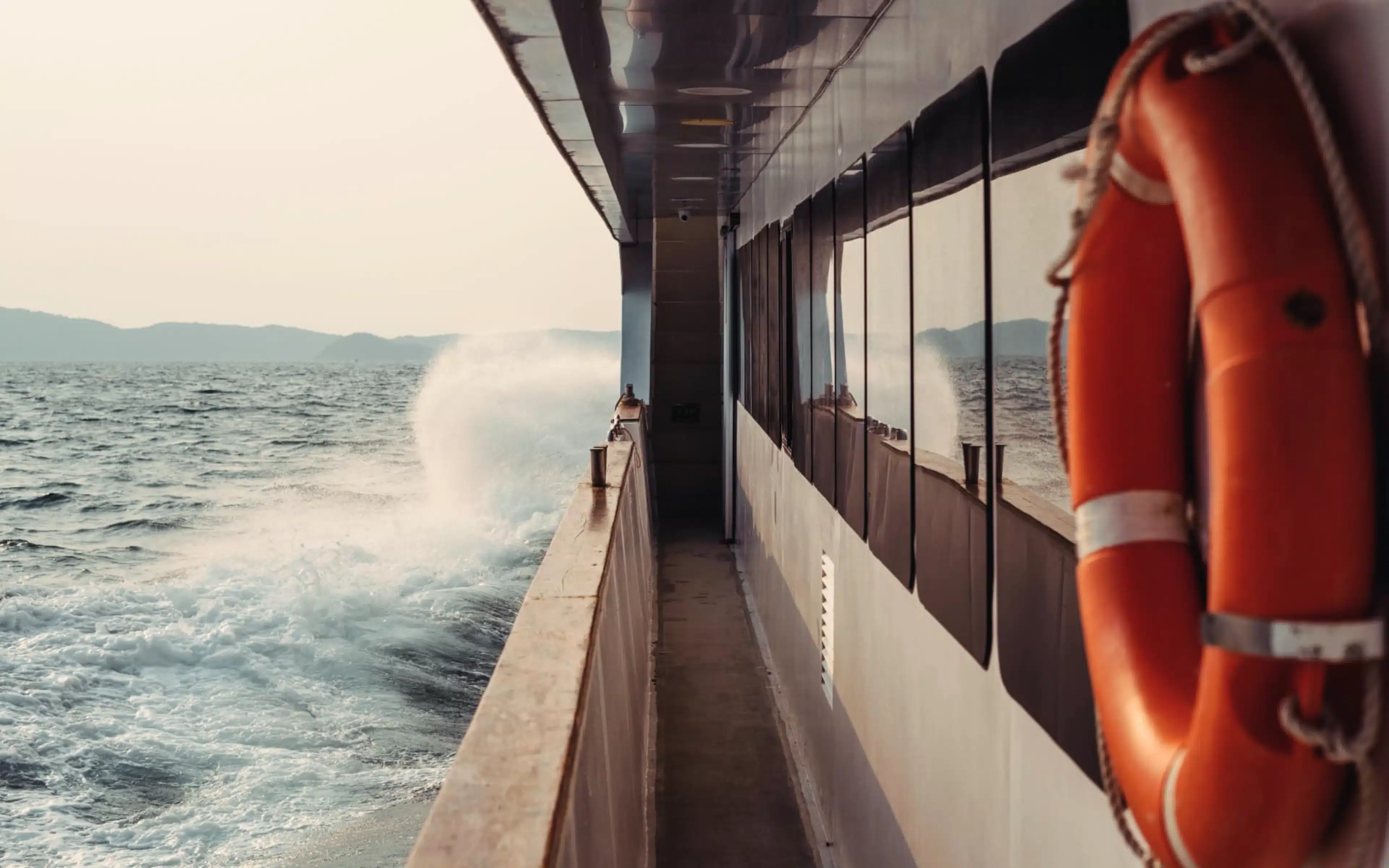 A ship in rough seas. Green apples can help ward off sea sickness.