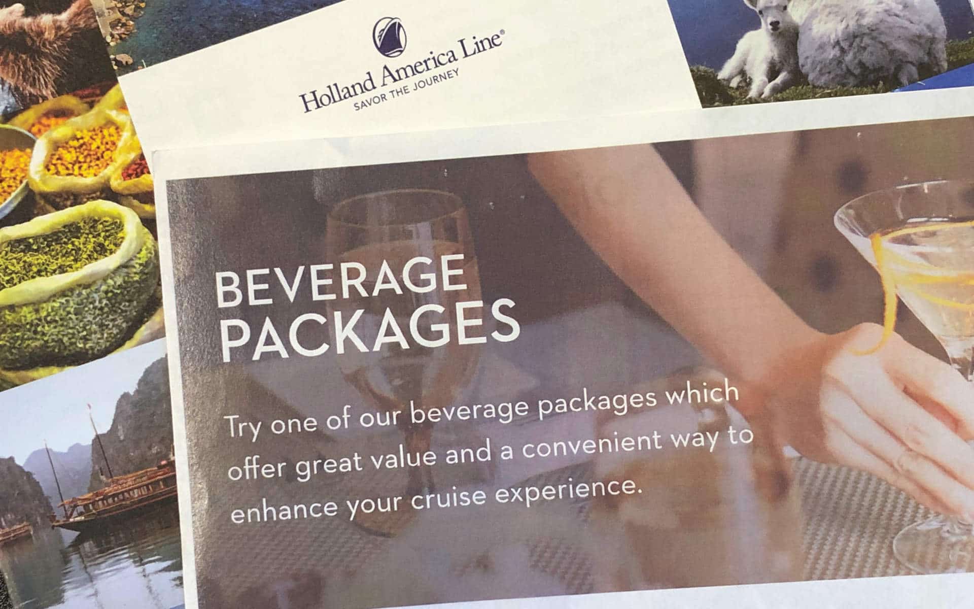 A Holland America Line beveragp package brochure.
