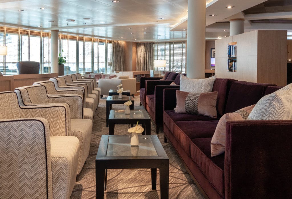The refreshed Seabourn Square is an onboard community hub.