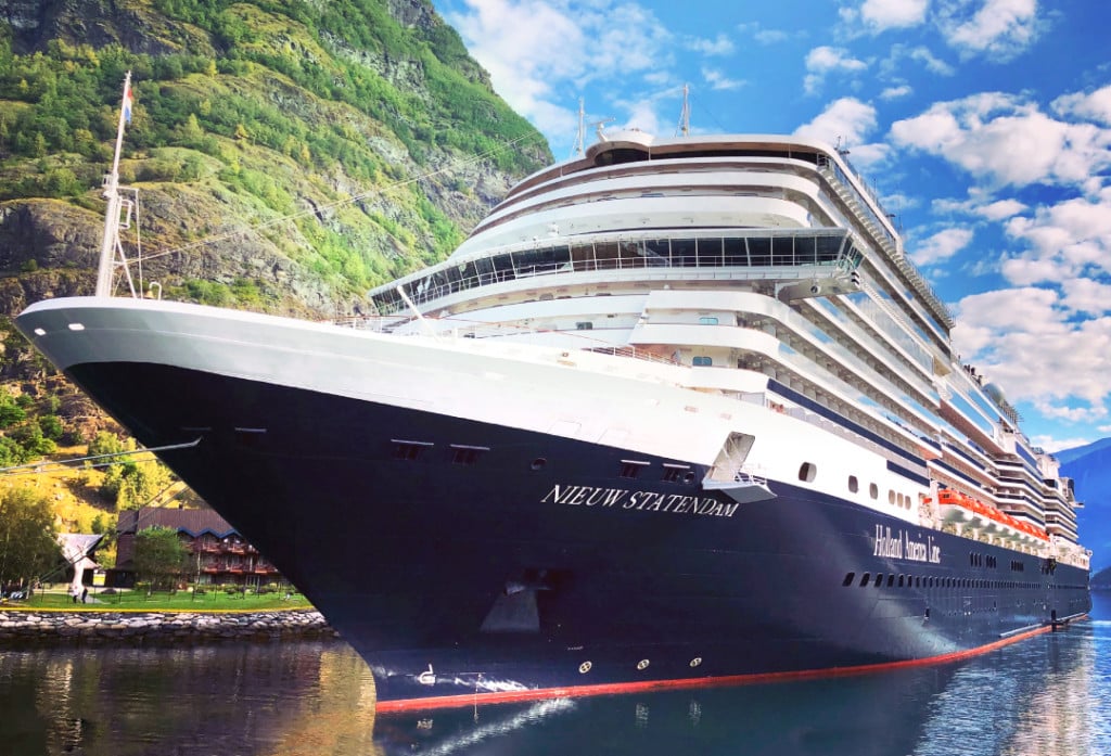 Nieuw Statendam cruise ship in Flam, Norway.