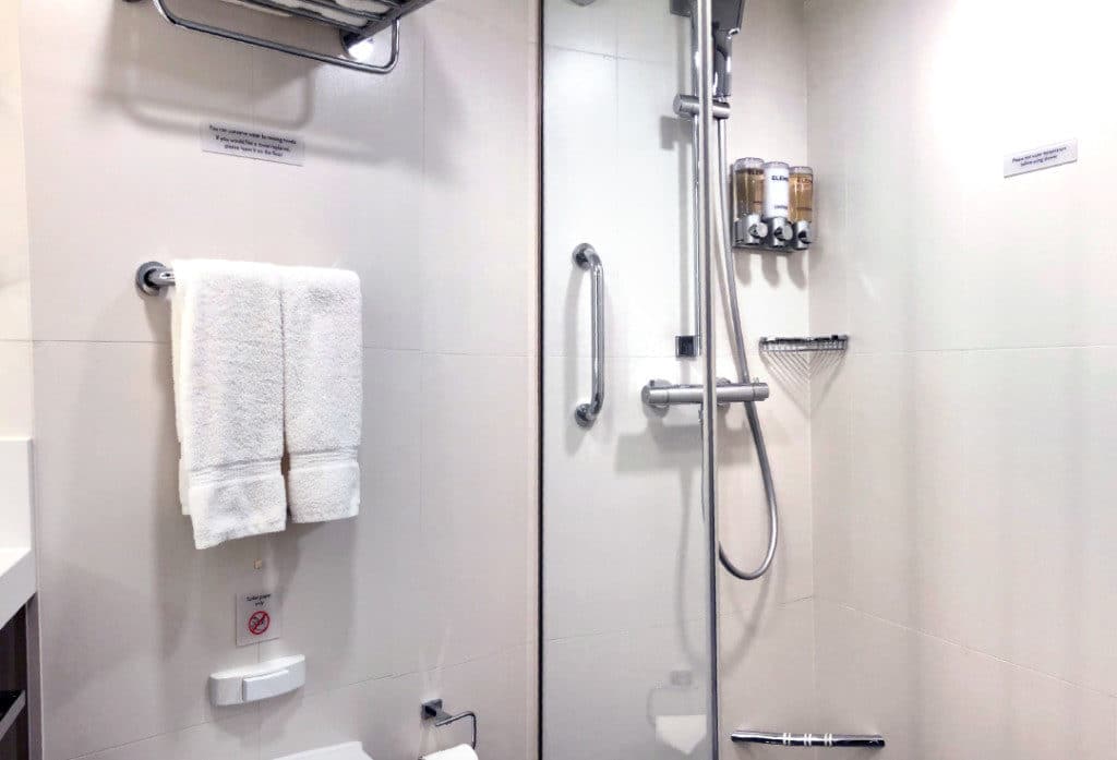 There is a large walk-in shower.
