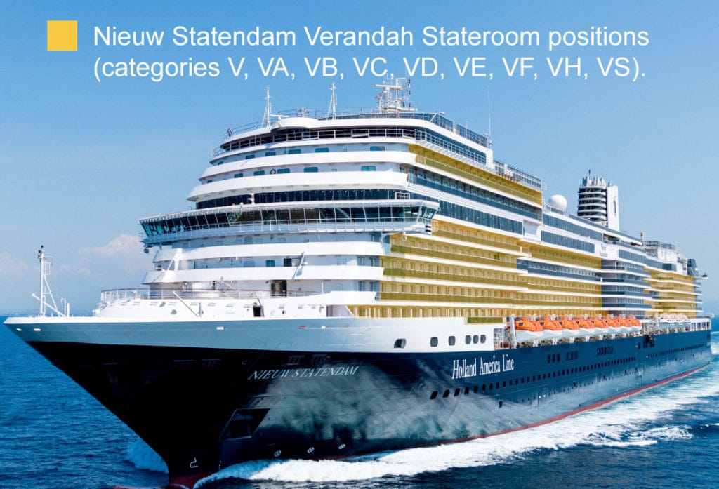 Nieuw Statendam Verandah Stateroom positions.