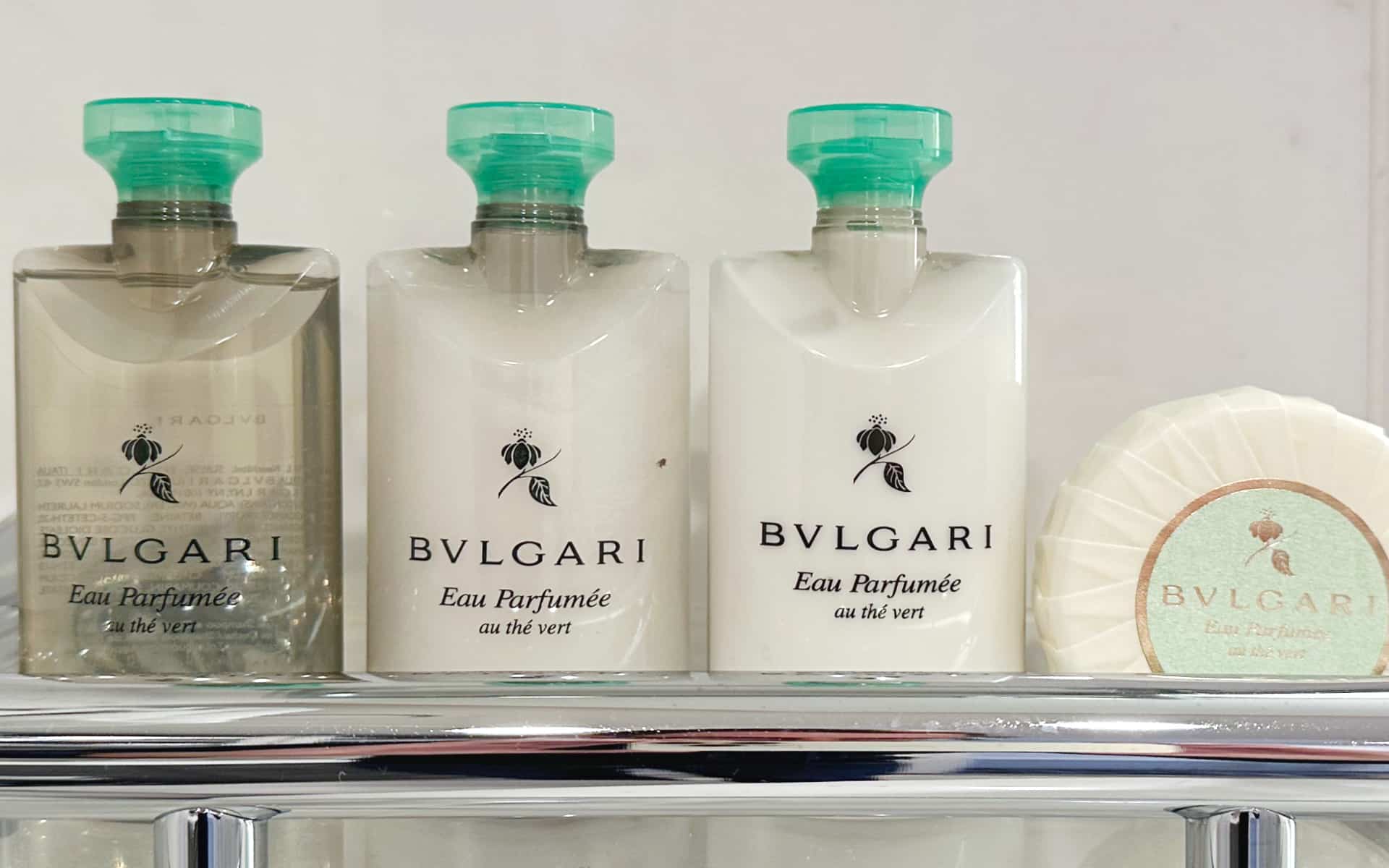 Bulgari bath products on Oceania's Riviera.