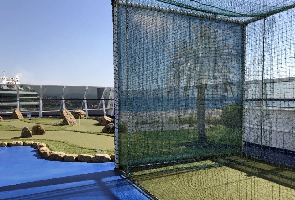 Golf nets on board Oceania Riviera.