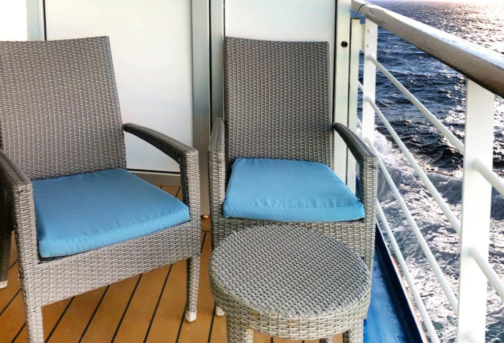 A stateroom veranda on Oceania Riviera