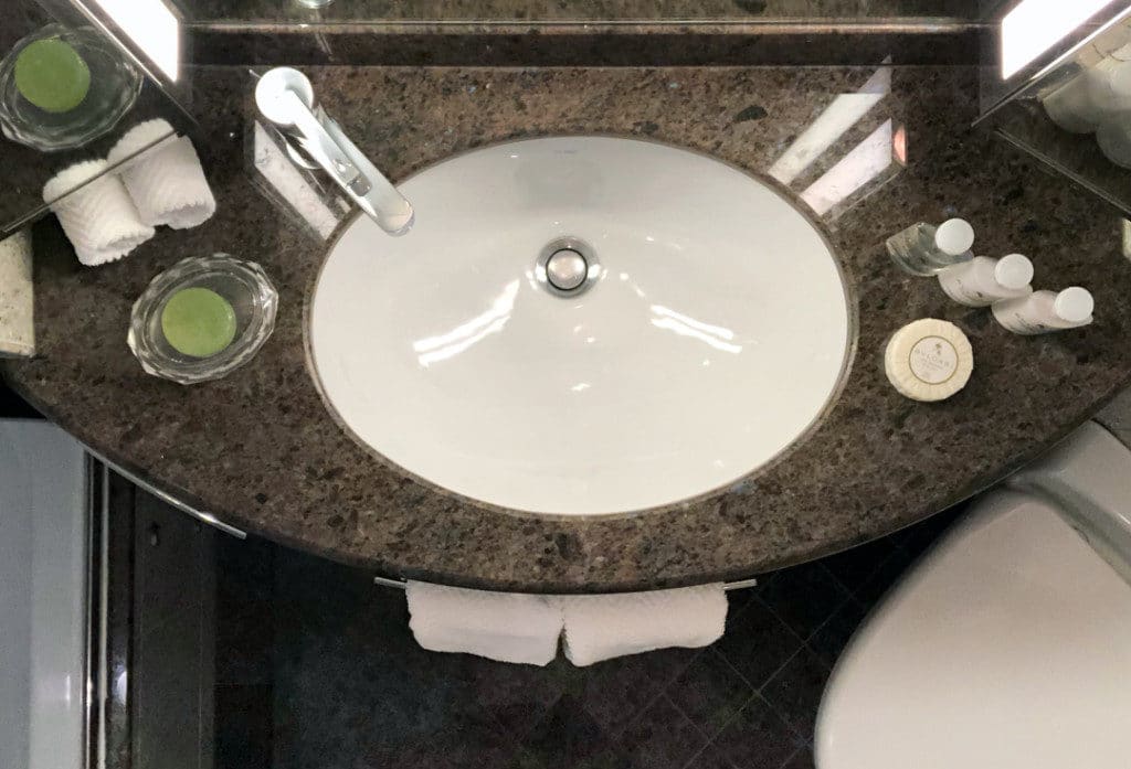 There is also storage space around the vanity.