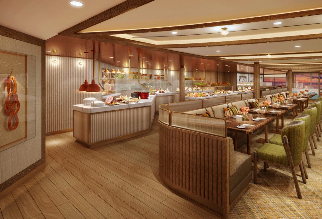 The buffet in the Colonnade on Seabourn Venture.