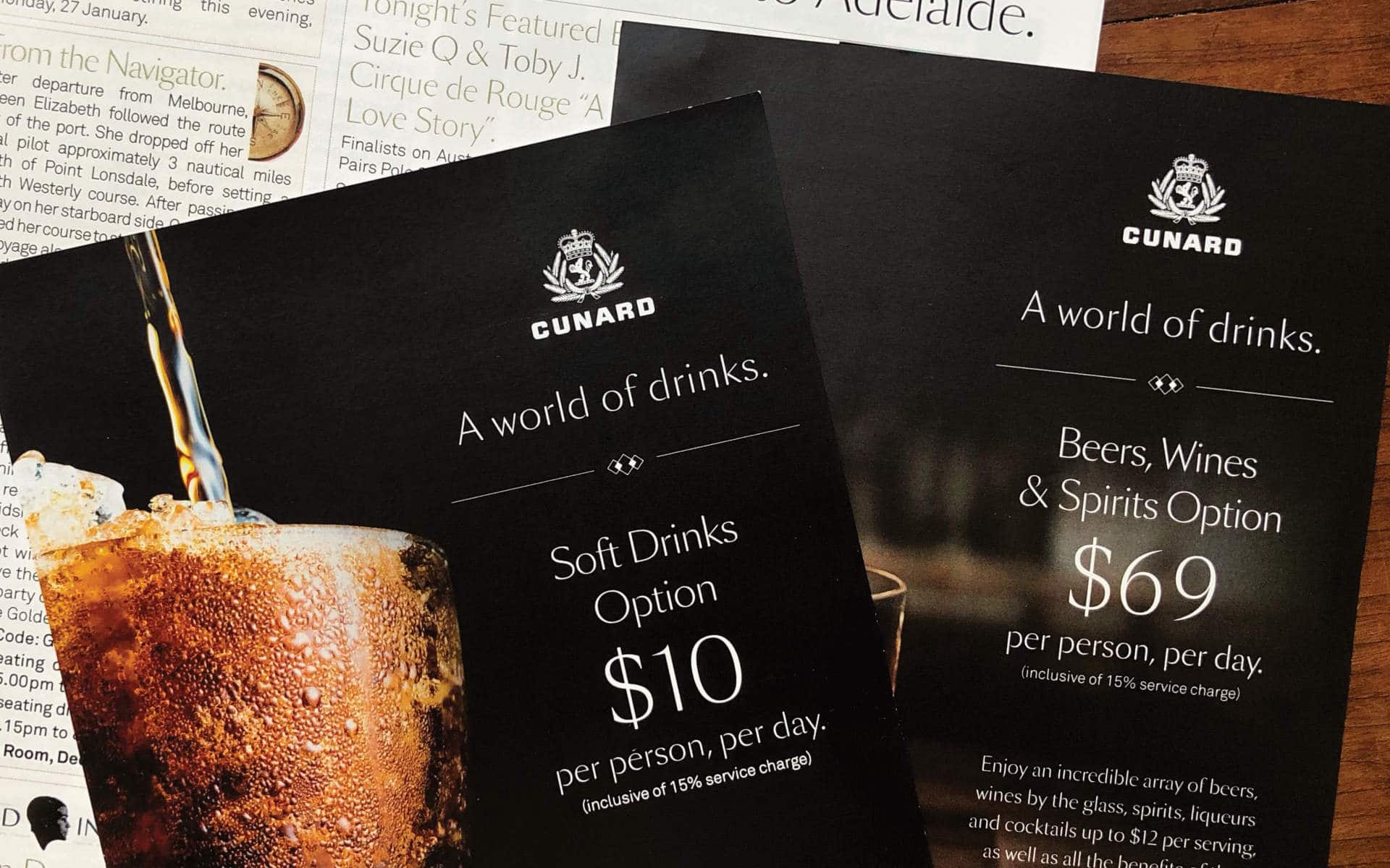 Expert guide Cunard drinks package and price lists (updated 2022