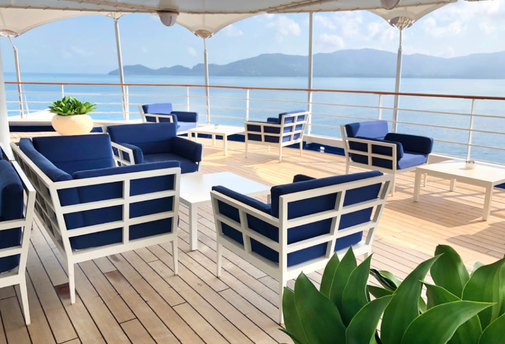 The Panorama Lounge terrace on Silver Spirit.