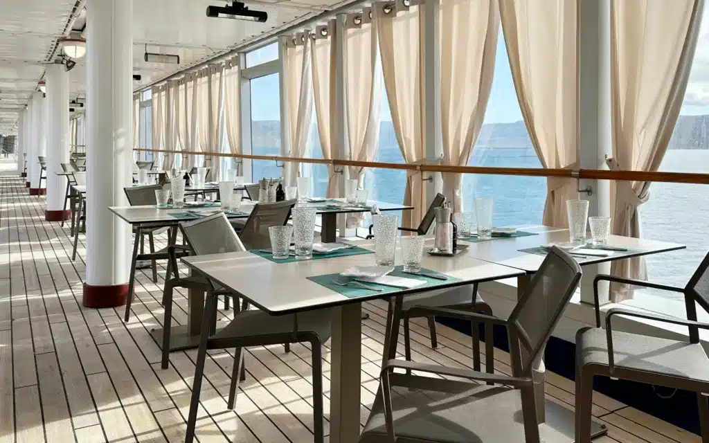 The poolside Grill restuarant on Silver Spirit.