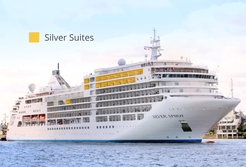 Positions of the Silver Suites onboard Silver Spirit.