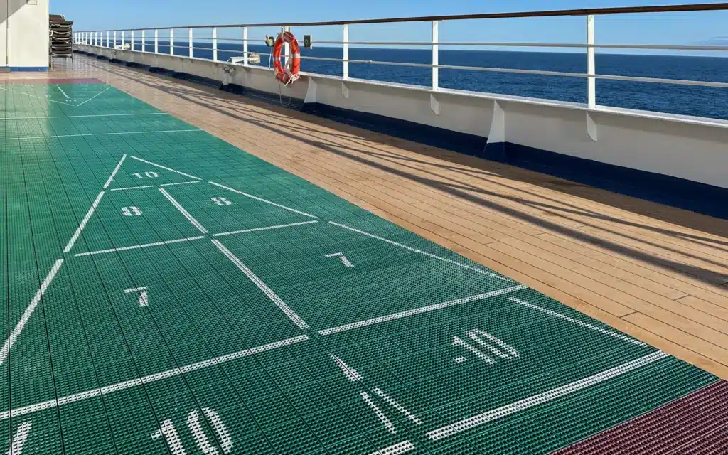 A shuffleboard court on board Silver Spirit.