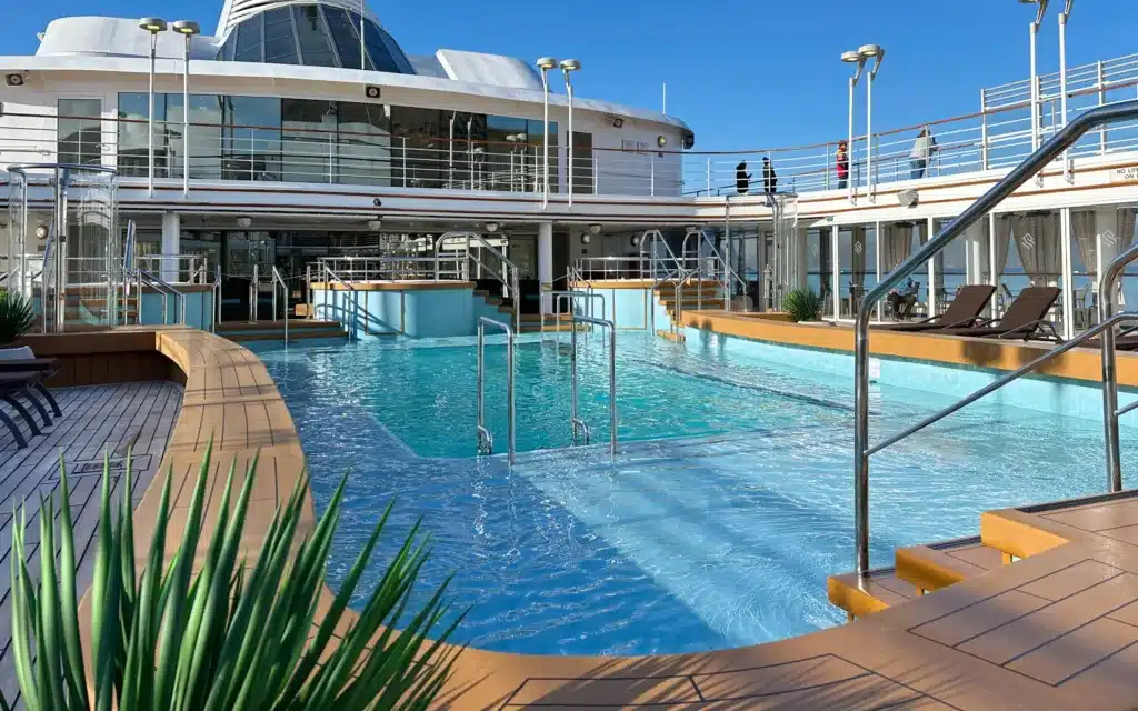 The swimming pool on board Silver Spirit.