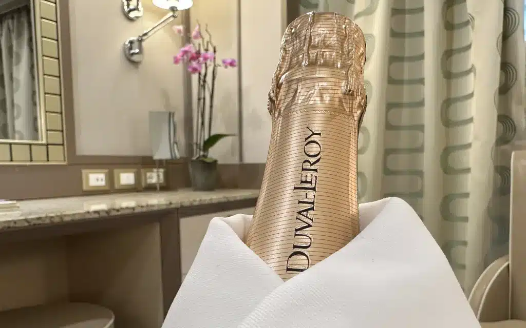 A bottle of Duval-Leroy Champagne.
