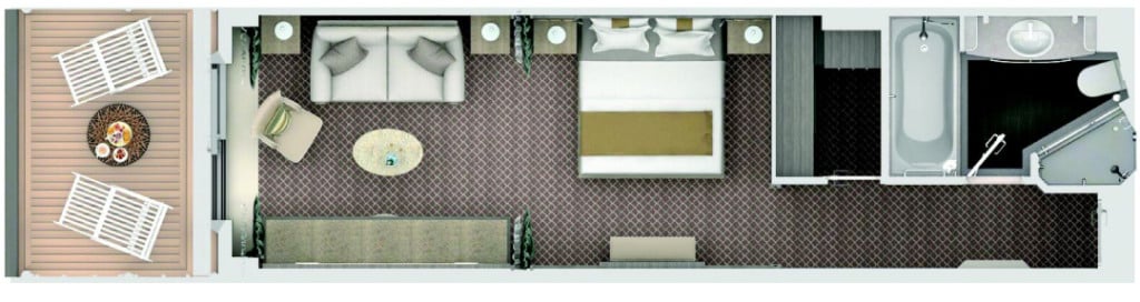Floor plan of the Silver Spirit Veranda Suite.