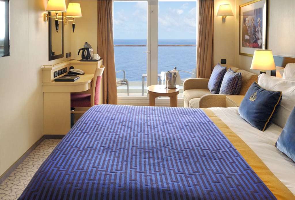 A Britannia Balcony Stateroom on Queen Elizabeth.