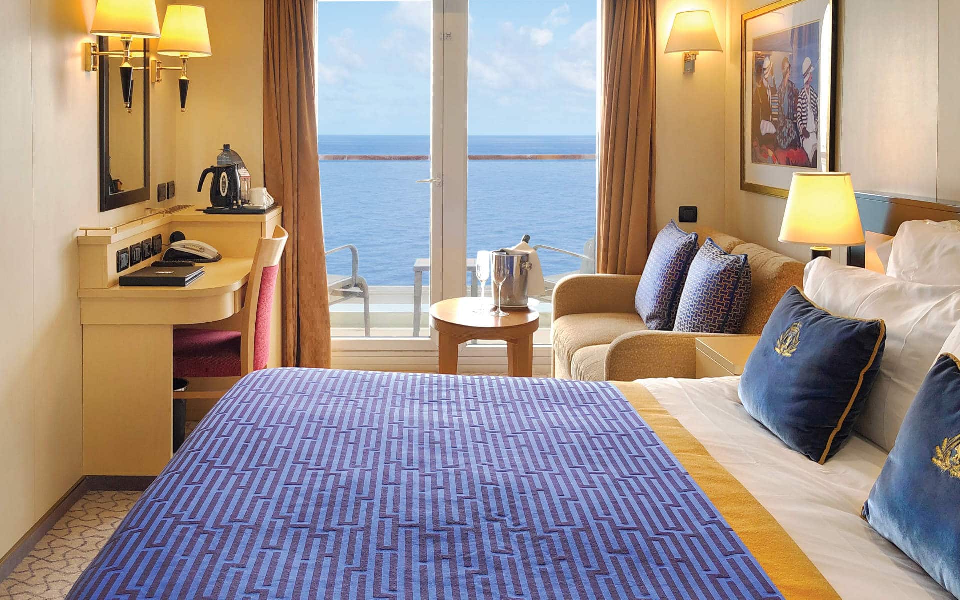 Queen Elizabeth Balcony Stateroom.