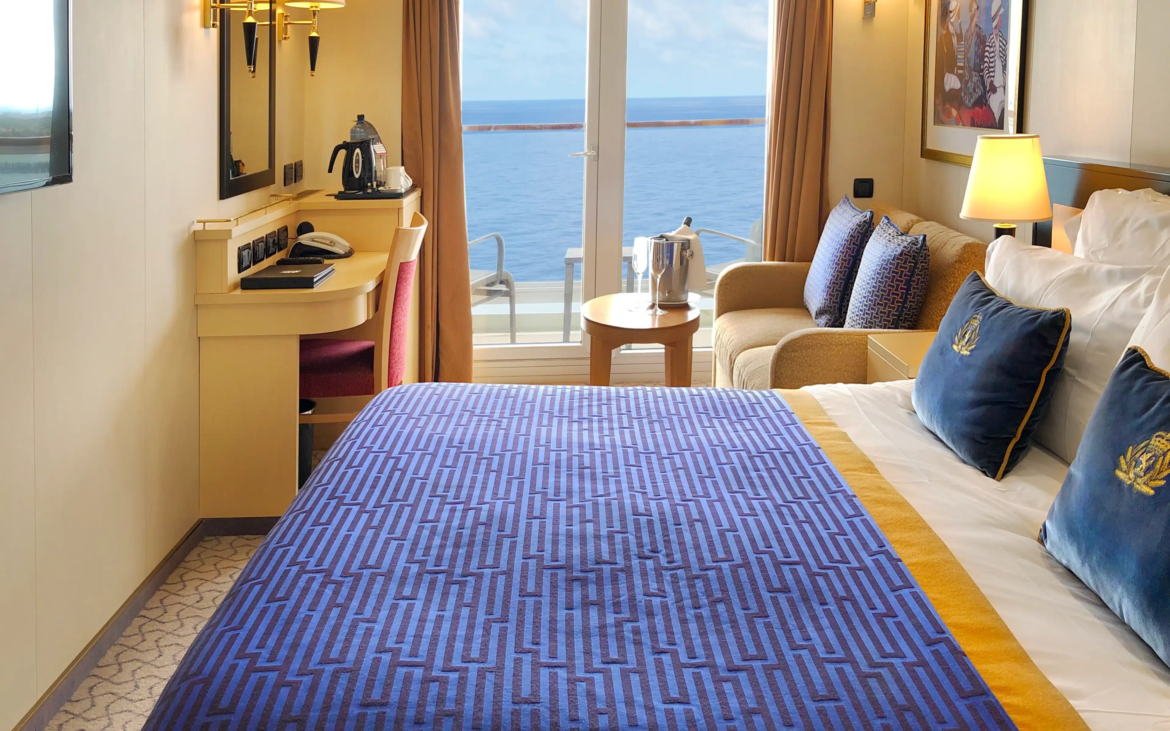 Queen Elizabeth Balcony Stateroom.