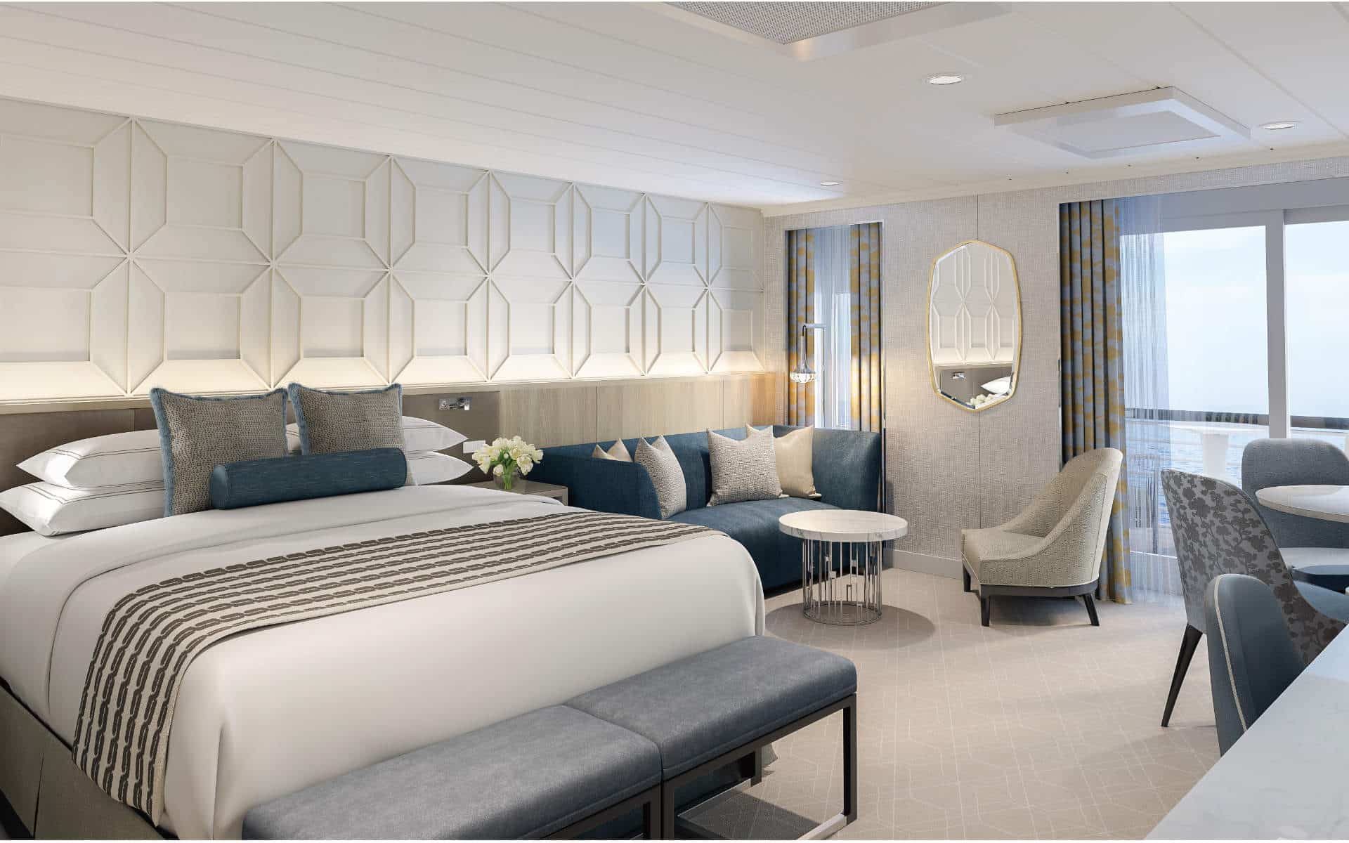 A Penthouse Suite is among the Oceania Vista Staterooms and Suites.