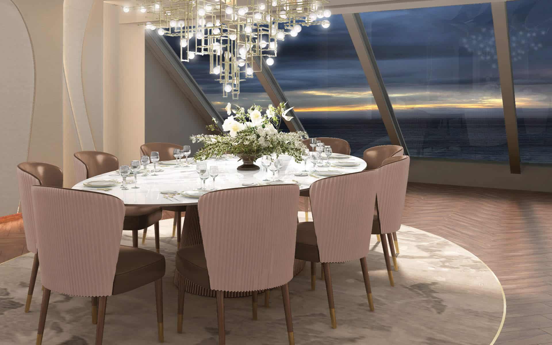 Oceania's Vista private dining room called Privee (rendering).