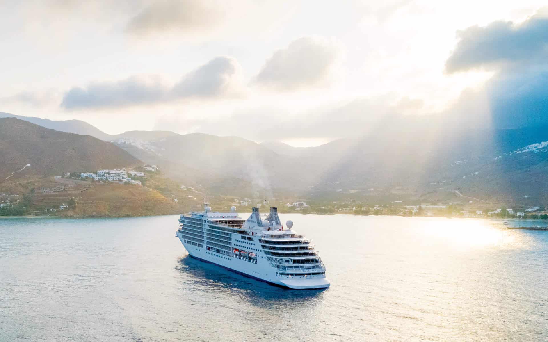 Silver Moon at anchor in the Greek islands.