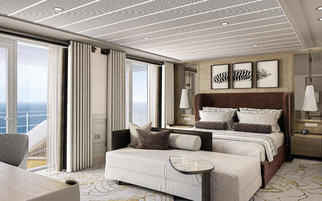 Seven Seas Grandeur Grand Suite bedroom (rendering).