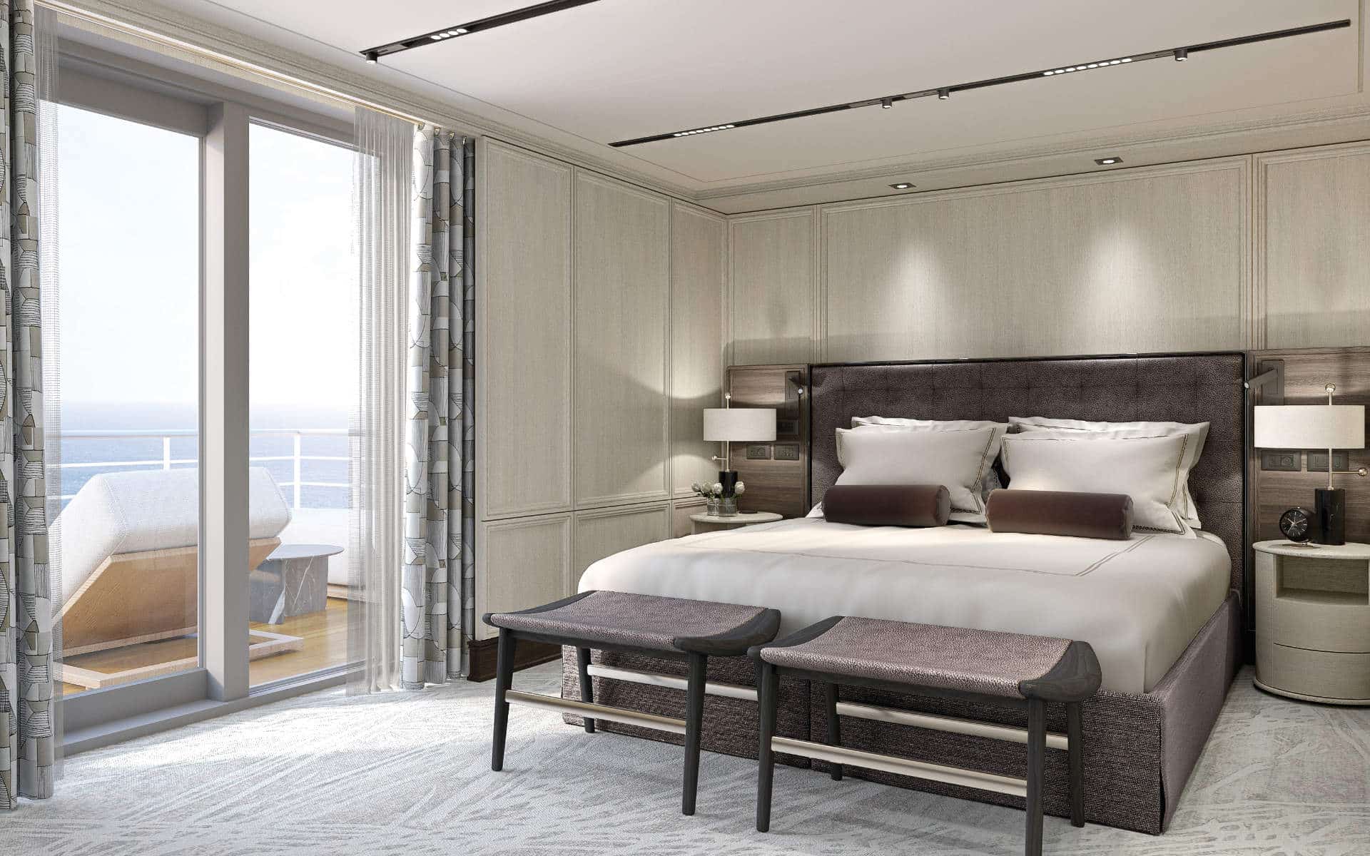 Seven Seas Grandeur Master Suite bedroom (rendering).