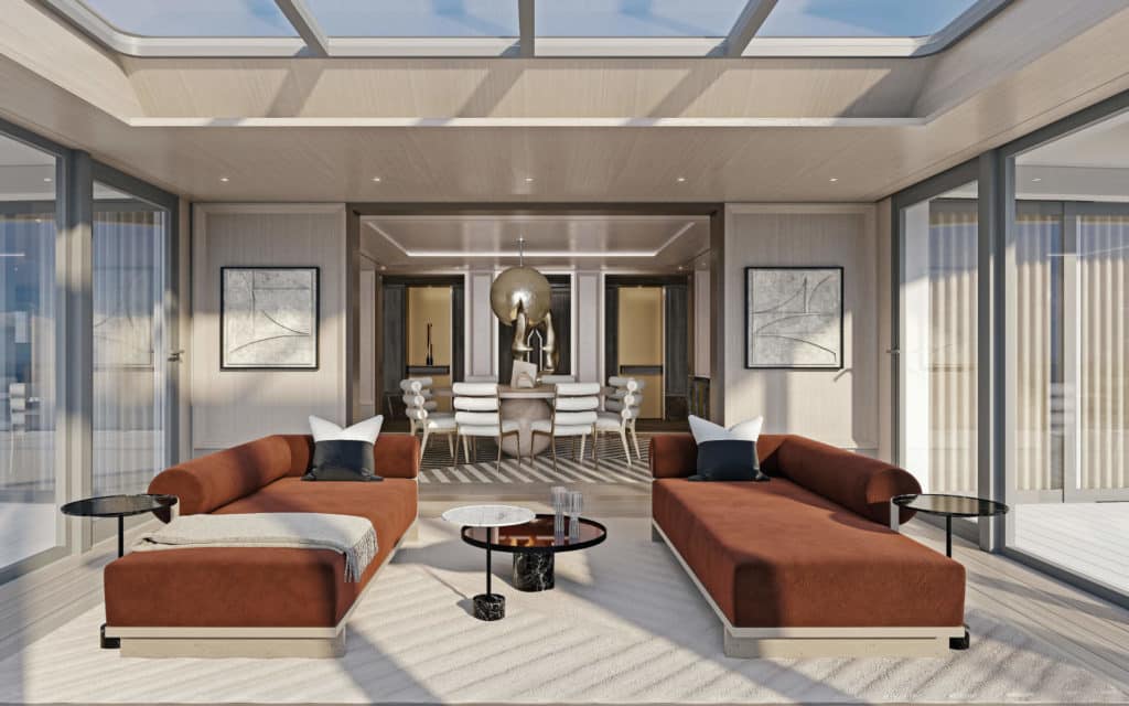 The Parlor in the Regent Suite on Seven Seas Grandeur (rendering).