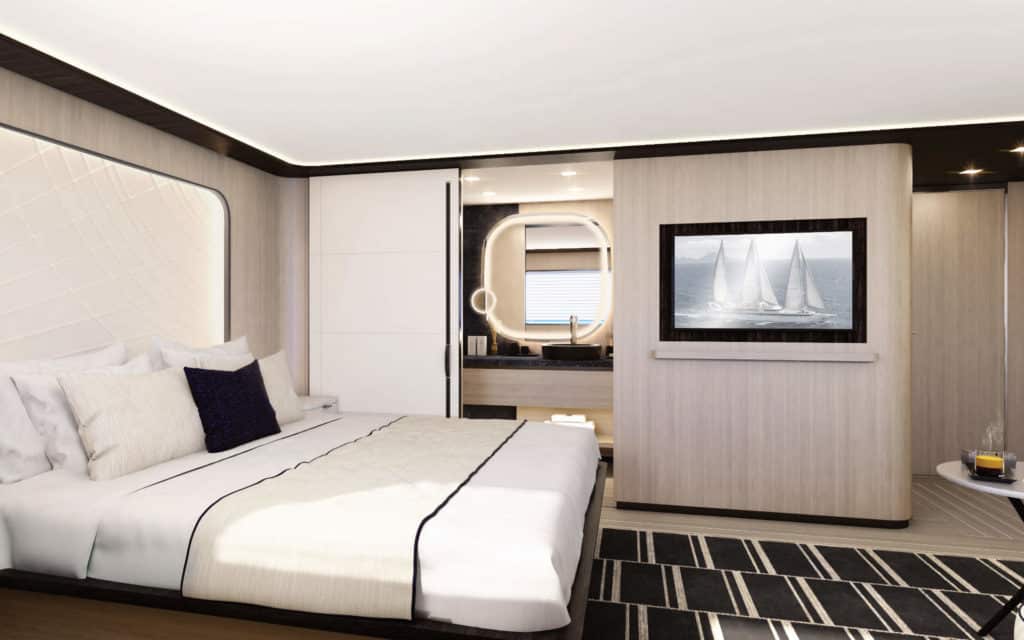 A Mistral Stateroom on Le Ponant (rendering).