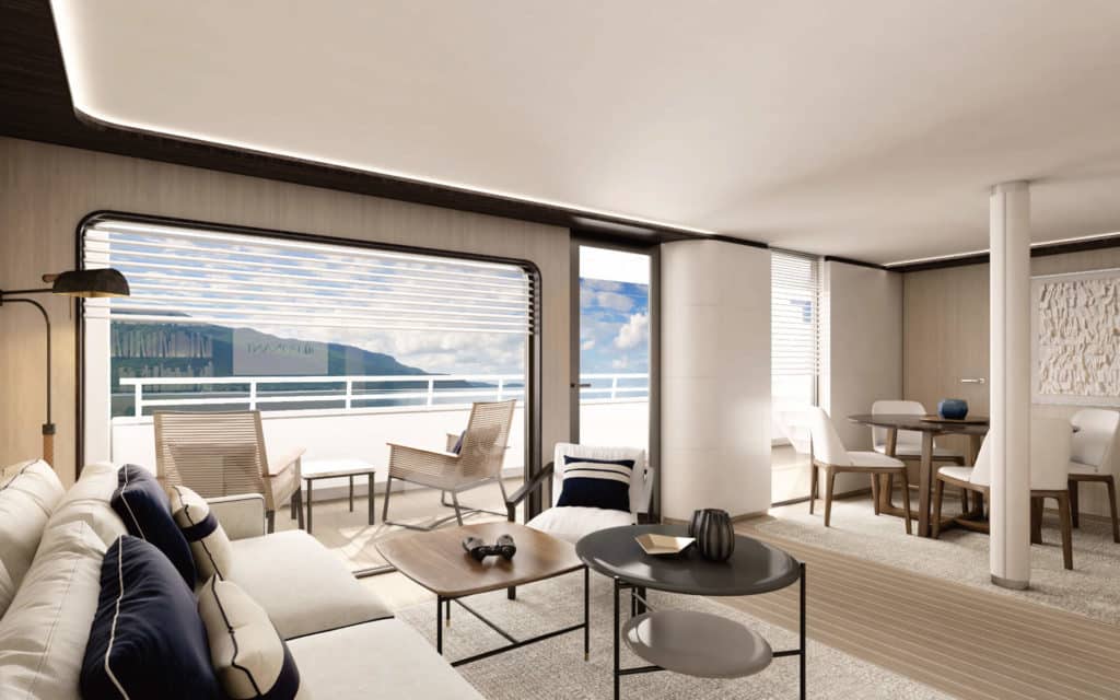 The spectacular Owners Suite on Le Ponant (rendering).