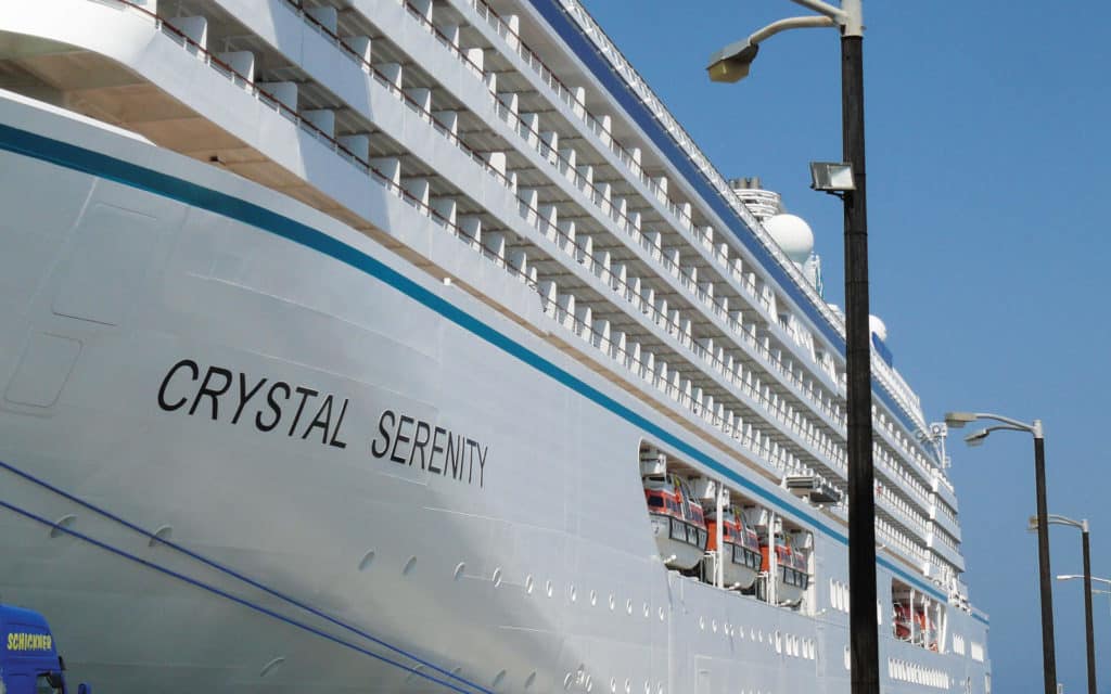 Crystal Serenity along side in Rhodes, Greece.