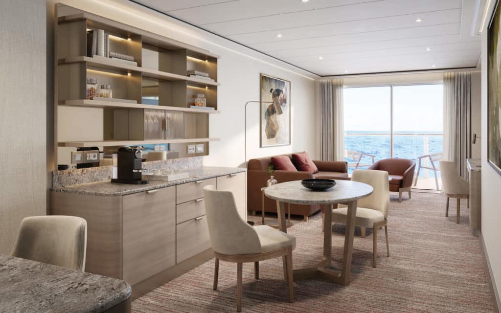 Rendering of the Silver Nova Signatue Suite living room.