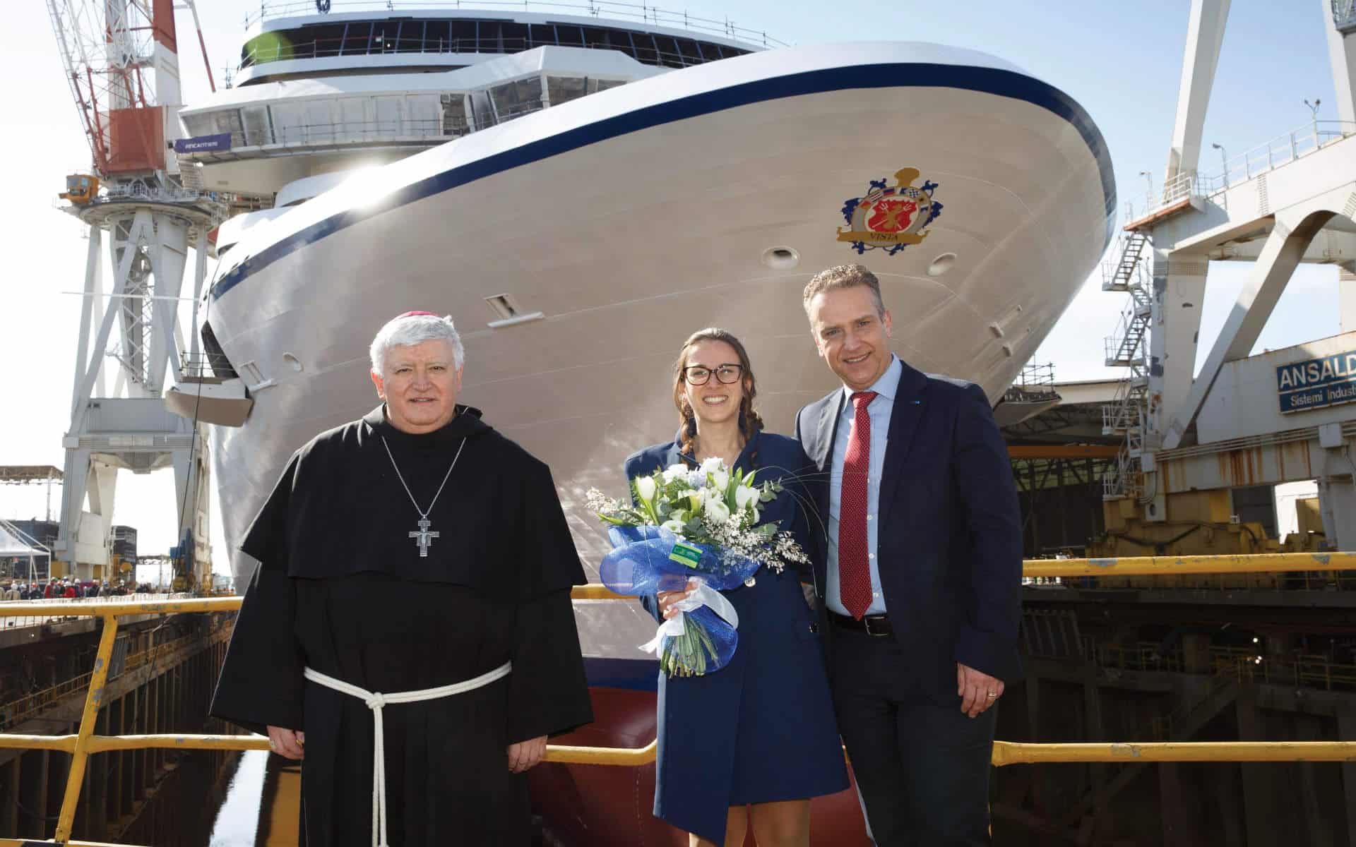 Oceania Vista floats out in Genoa, Italy.