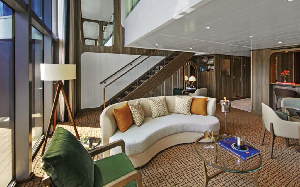 The duplex Wintergarden Suite on Seabourn Venture.