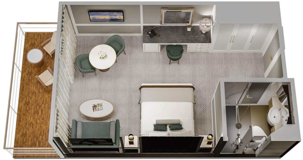 The floorplan of the Nautica Penthouse Suite.