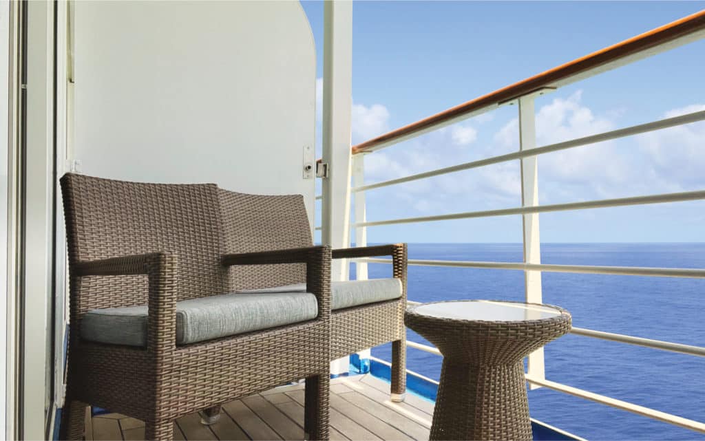 A teak veranda onboard Nautica.