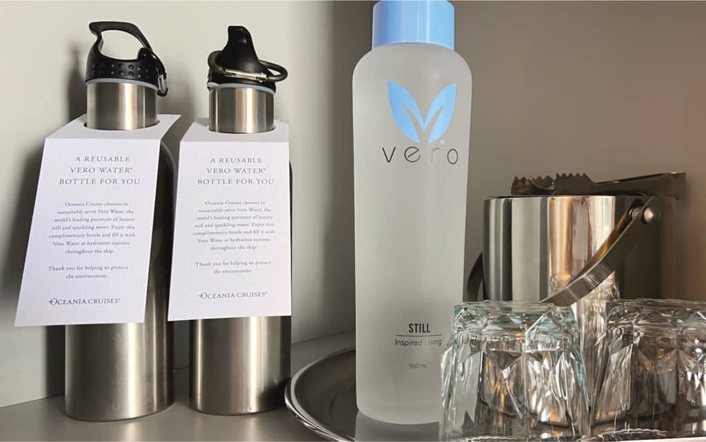 Nautica has Vero Water in every stateroom.