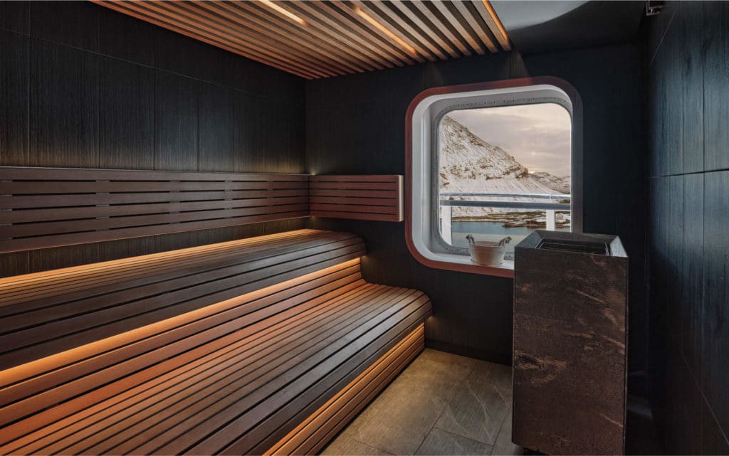 The Otium sauna on Silver Endeavour.