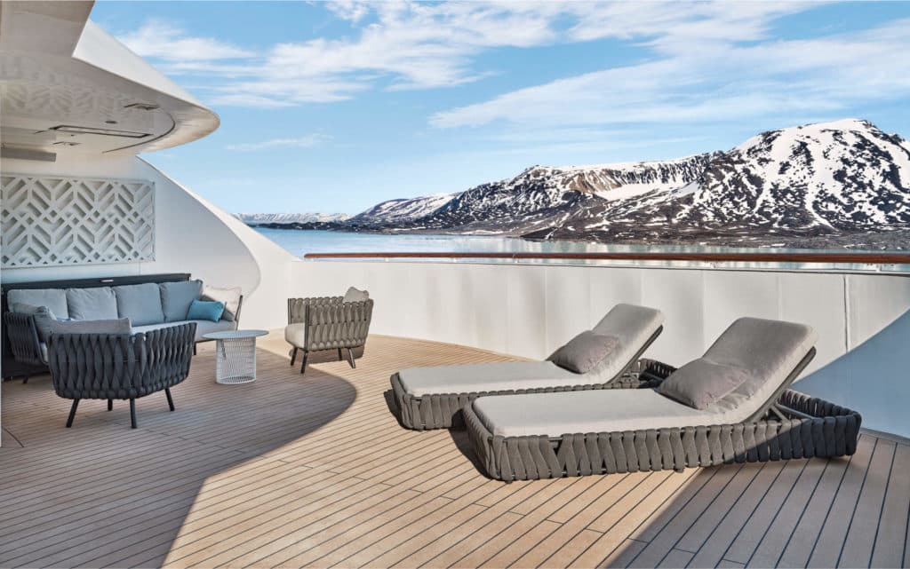 The Silver Endeavour Owner's Suite veranda.