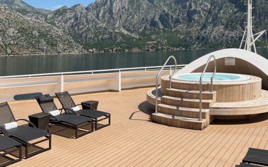 The whirlpool tub on the bow of Seabourn Quest.