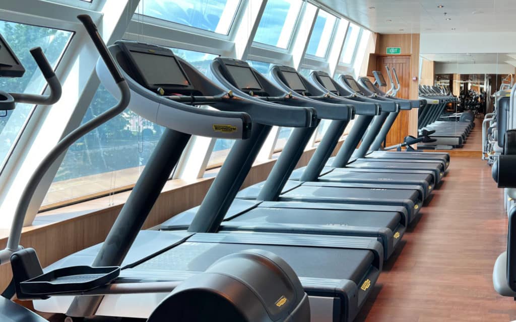 Treadmills in the Seabourn gym.