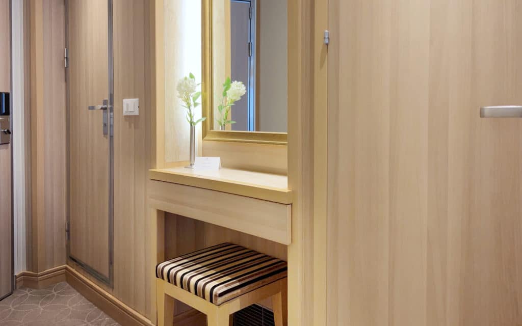 The vanity area in a Seabourn Quest Veranda Suite.