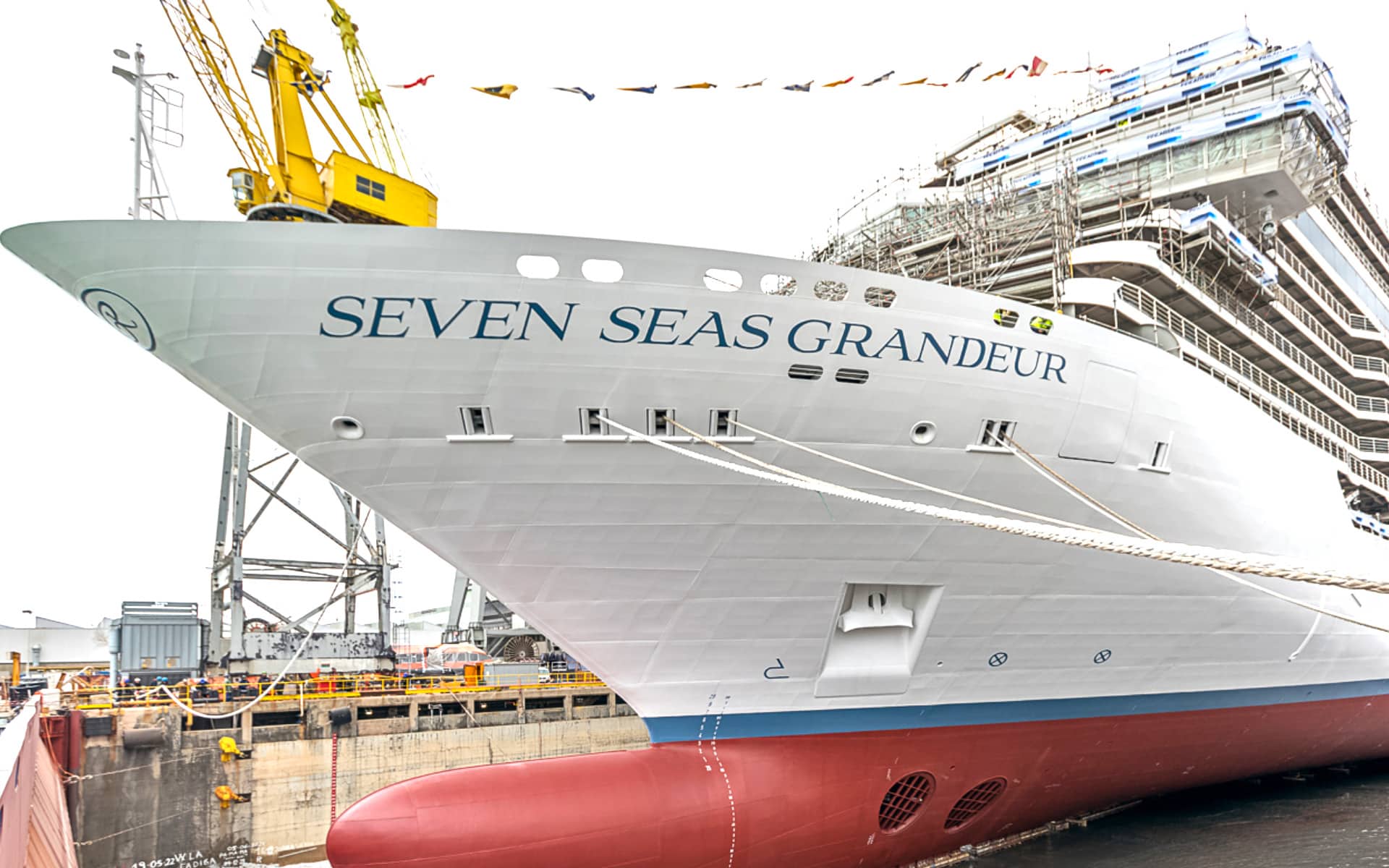 Seven Seas Grandeur float out ceremony in Ancona, Italy.