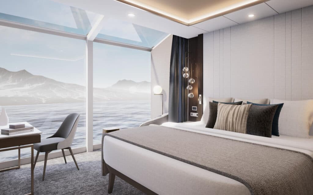 Silver Endeavour Master Suite bedroom (rendering).